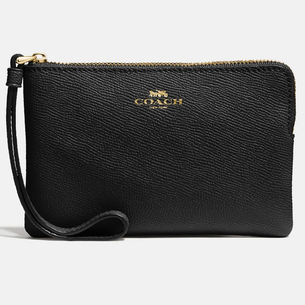 🆕 COACH F58032 Corner Zip Wristlet - Black